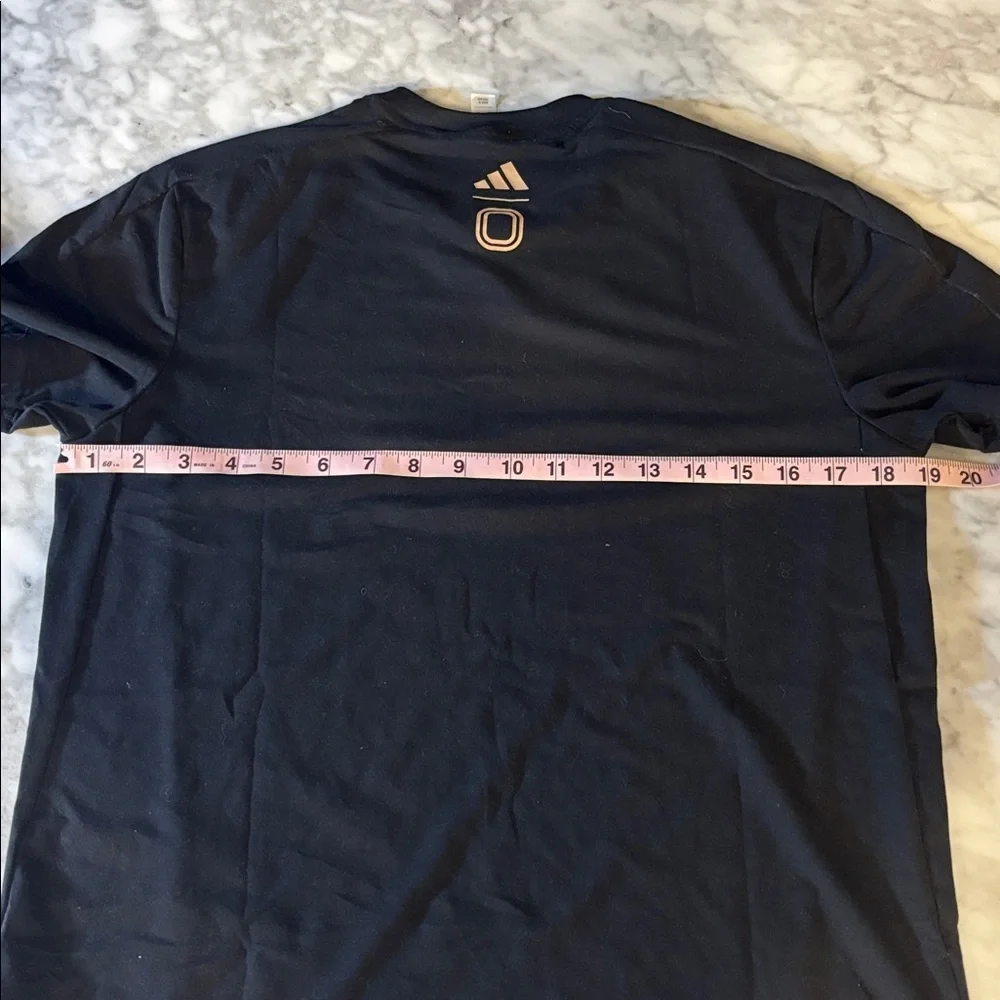 Adidas Men's Tee in Black with Red Overtime logo, size small